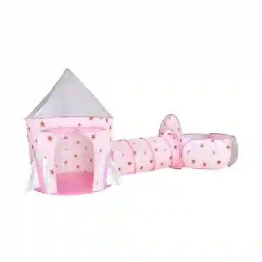Carpa Infantil Castillo Con Túnel Rosado V03