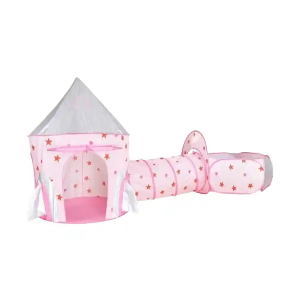 Carpa Infantil Castillo Con Túnel Rosado V03