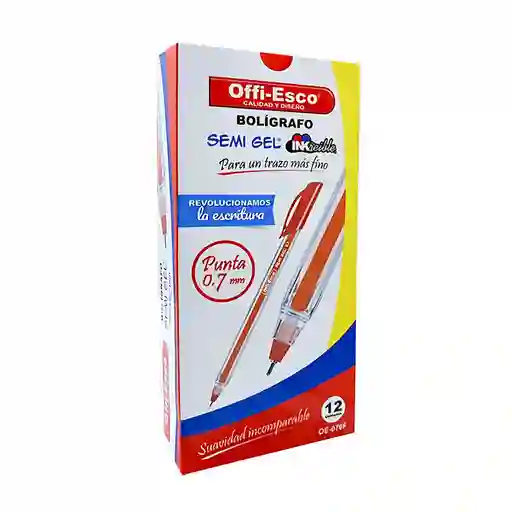 Esfero Offi Esco 076f Semi Gel Trazo Fino Rojo