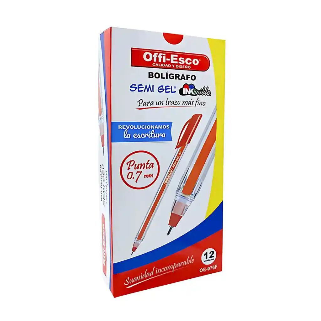 Esfero Offi Esco 076f Semi Gel Trazo Fino Rojo