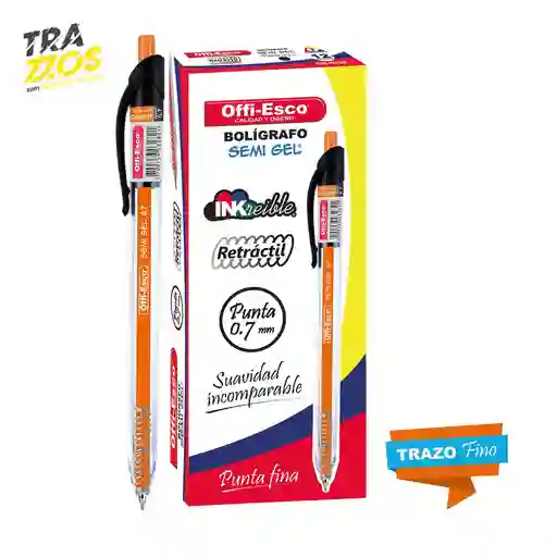Esfero Offi Esco Retractil 052f Semigel 0.7 X 12