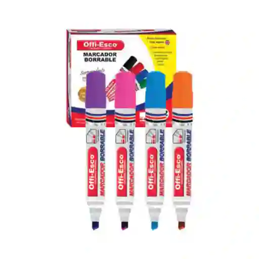 Marcador Borrable Punta Gruesa Colores Vivos Offiesco