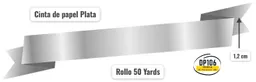 Cinta Plata De Papel 1.5 Cm Ancho X 50 Yardas