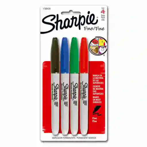 Marcador Sharppie Azul, Rojo, Verde, Negro