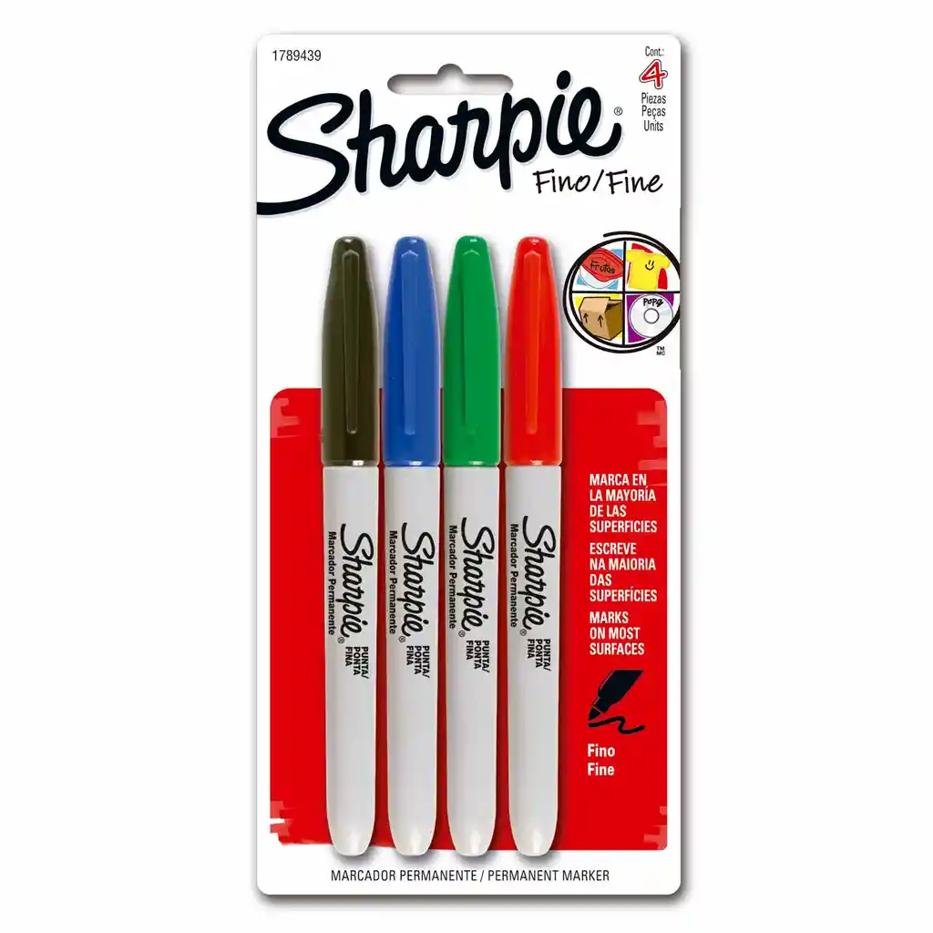 Marcador Sharppie Azul, Rojo, Verde, Negro