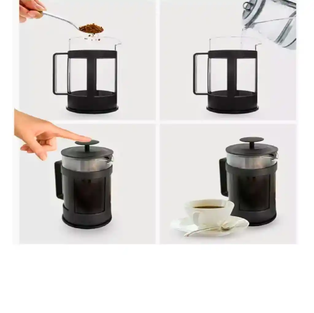 Prensa Francesa Cafe Cafetera Vidrio 350ml Filtro Acero Inox