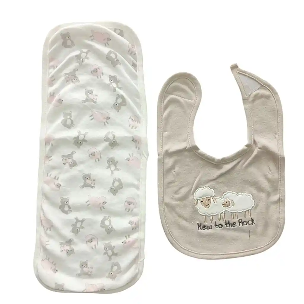 Set 4pz Dinosaurio Con Babero, Babita, Gorro Y Medias A Juego Para Bebé, Hechos En Algodón Hipoalergénico, Babero Absorbente, Con Diseño Estampado