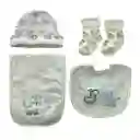 Set 4pz Sabana Con Babero, Babita, Gorro Y Medias A Juego Para Bebé, Hechos En Algodón Hipoalergénico, Babero Absorbente, Con Diseño Estampado