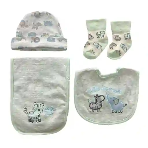 Set 4pz Sabana Con Babero, Babita, Gorro Y Medias A Juego Para Bebé, Hechos En Algodón Hipoalergénico, Babero Absorbente, Con Diseño Estampado