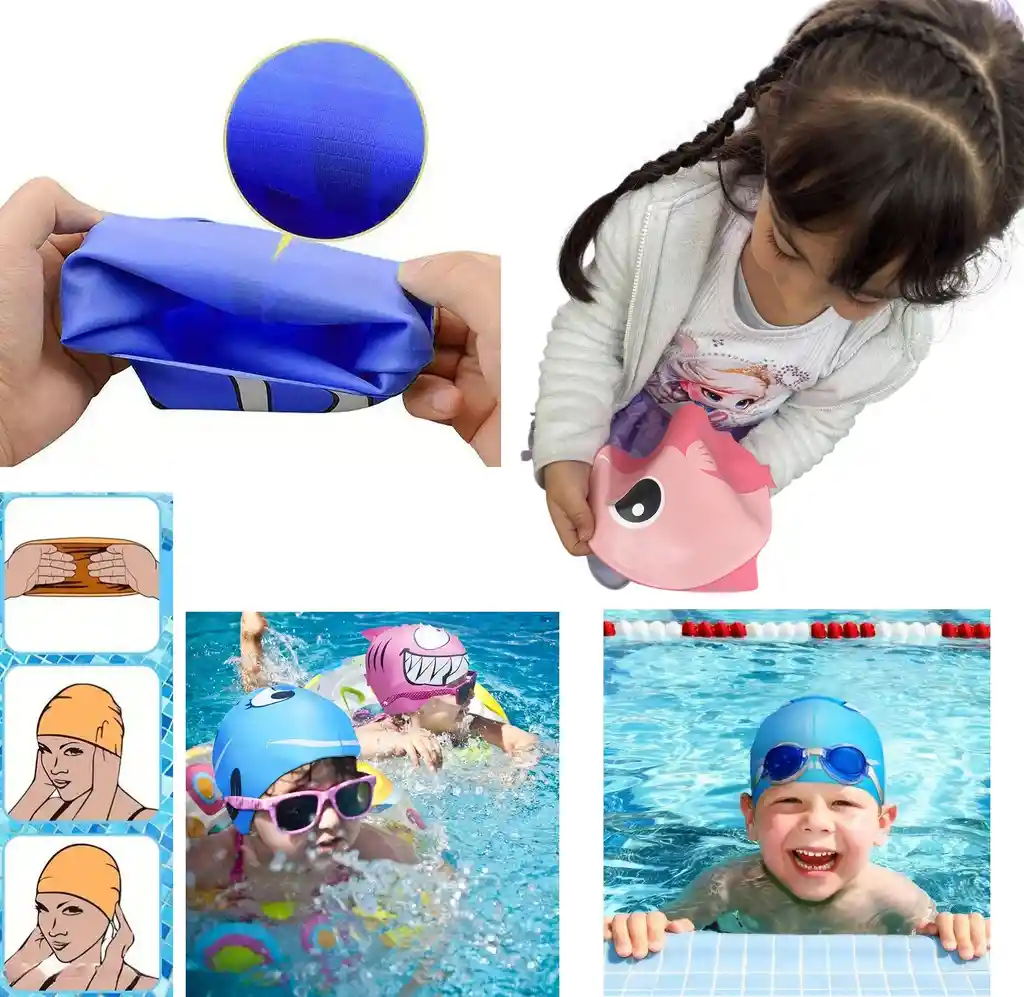 Gorro De Natación Siliconado Con Diseño De Pez Gor-10/ Azul