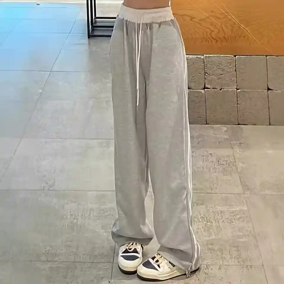 Joggers Deportivos De Cintura Alta Pretina Resortada Blanca