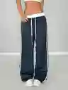 Joggers Deportivos De Cintura Alta Pretina Resortada Blanca