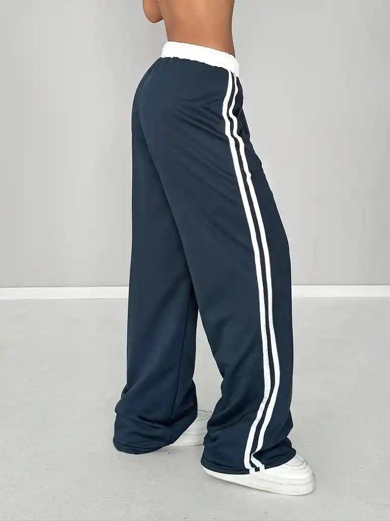 Joggers Deportivos De Cintura Alta Pretina Resortada Blanca