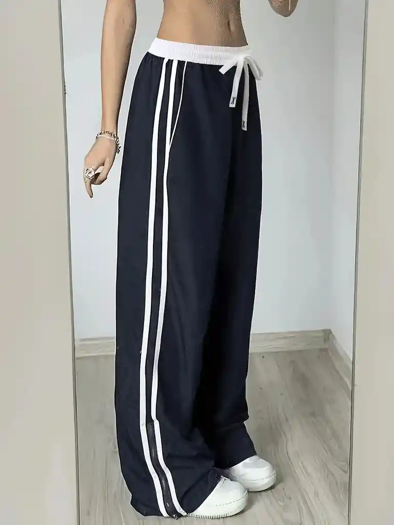 Joggers Deportivos De Cintura Alta Pretina Resortada Blanca