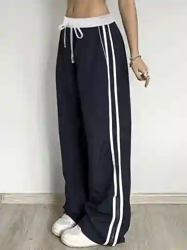 Joggers Deportivos De Cintura Alta Pretina Resortada Blanca