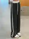 Joggers Deportivos Gris Oscuro De Cintura Alta Pretina Resortada Blanca