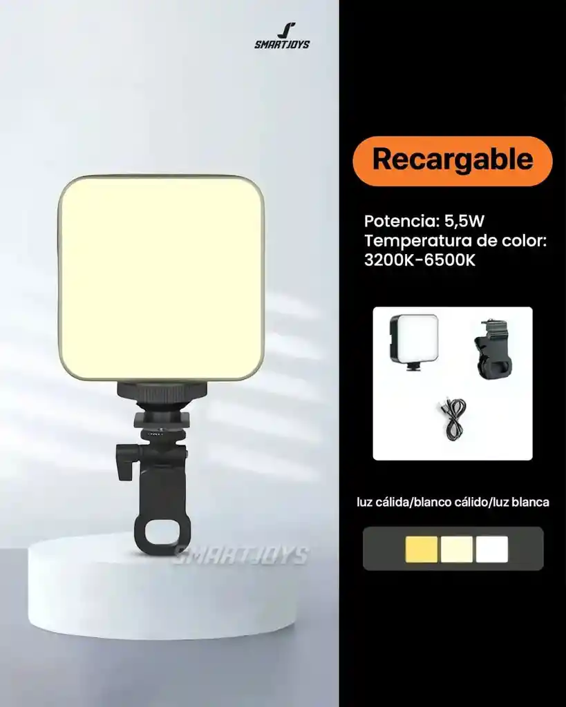 Ilumina Tu Rostro Con La Luz Led Ay-83 64 Leds, 3 Tonos De Luz, Brillo Regulable, Clip Multifunción Y Carga Usb-c – Perfecta Para Videollamadas Y Selfies