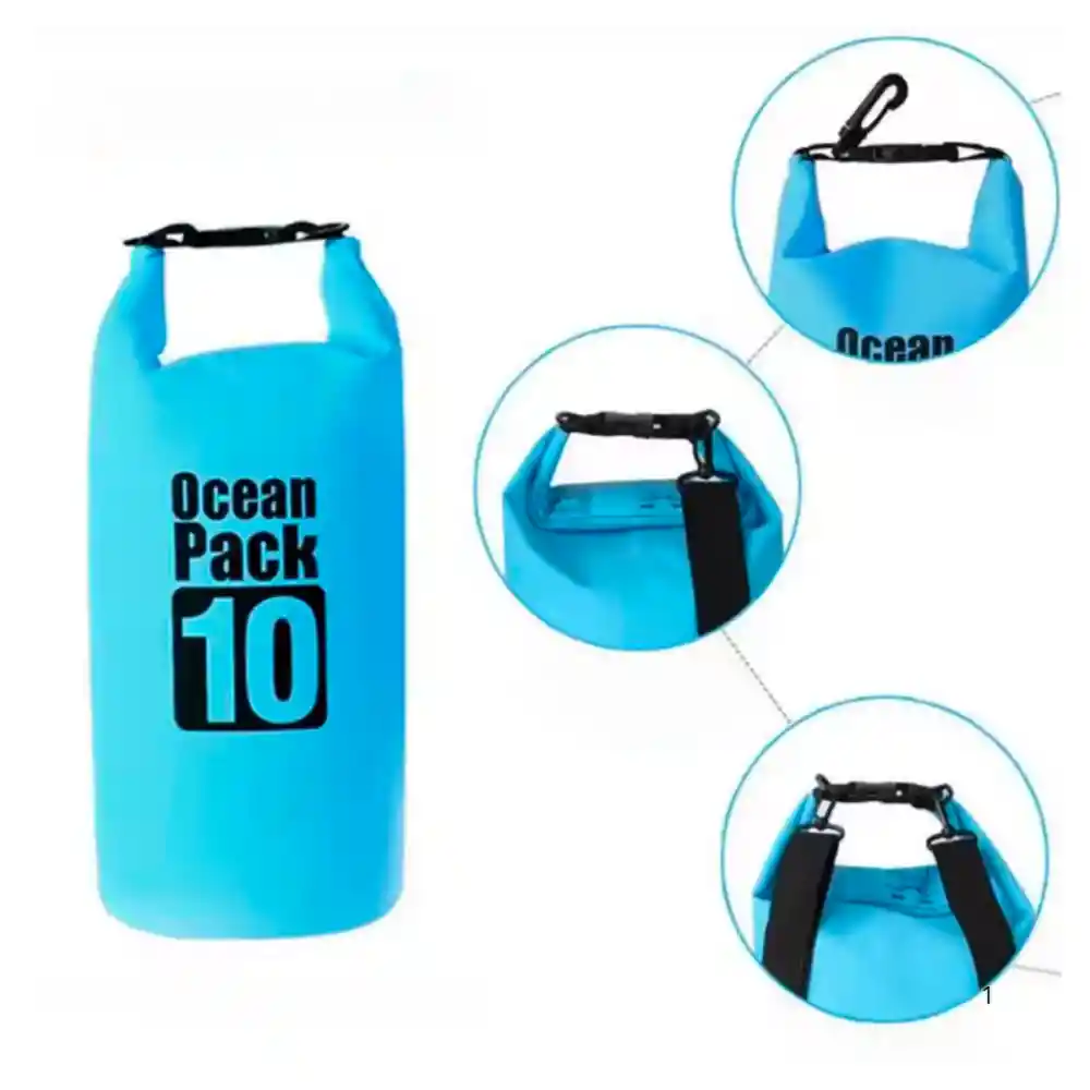 Bolsa Seca Morral Impermeable 10 Litros Ajustable Enrollable