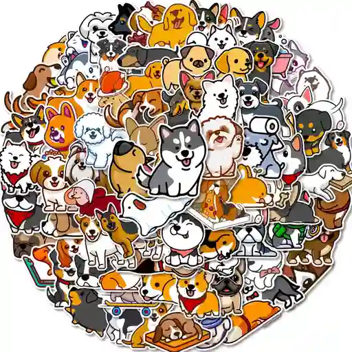 Calcomanías Perros Stickers De Vinilo Impermeables Perritos Animados X25