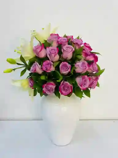 Hermoso Jarron De Rosa