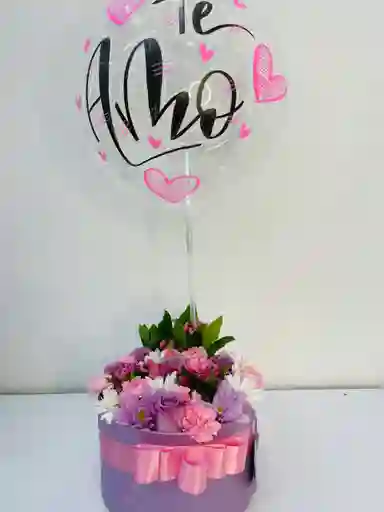 Hermoso Cilindro Flor Variada Y Burbuja