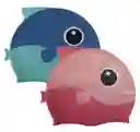 Gorro De Natación Siliconado Con Diseño De Pez Gor-10/ Rosado