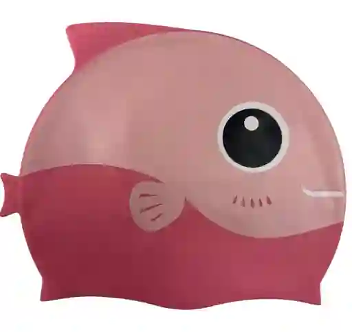 Gorro De Natación Siliconado Con Diseño De Pez Gor-10/ Rosado