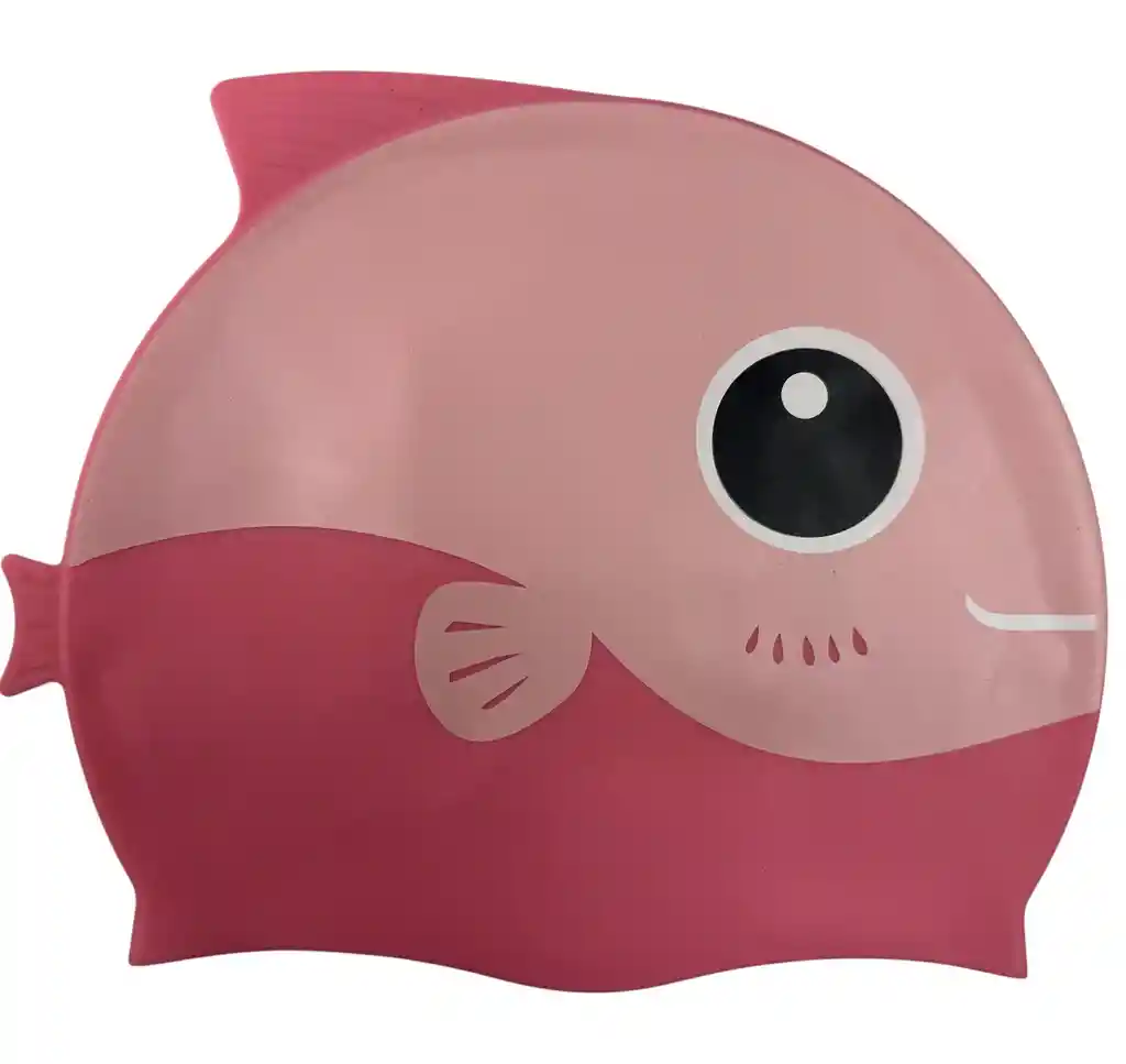 Gorro De Natación Siliconado Con Diseño De Pez Gor-10/ Rosado