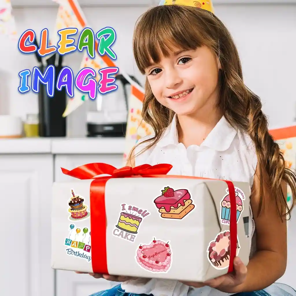 Calcomanías Happy Birthday Stickers De Vinilo Impermeables F/c X25