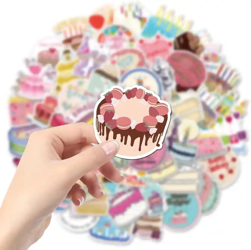 Calcomanías Happy Birthday Stickers De Vinilo Impermeables F/c X25