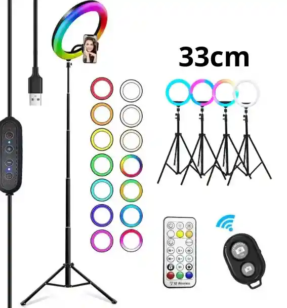 Aro De Luz 33cm Rbg + Soporte Metalico