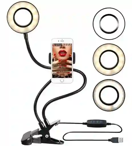 Aro De Luz Celular 9cm Profesional Streaming 3 Tipos De Luz