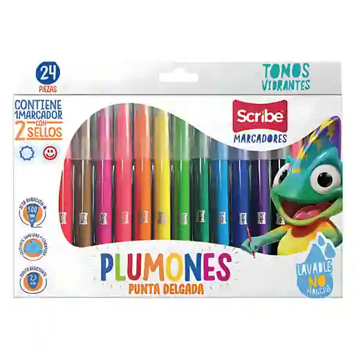 Plumones Scribe Punta Delgada X24