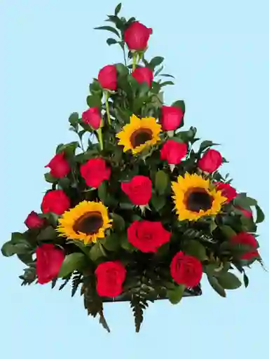 Ramo De Rosas Y Girasoles