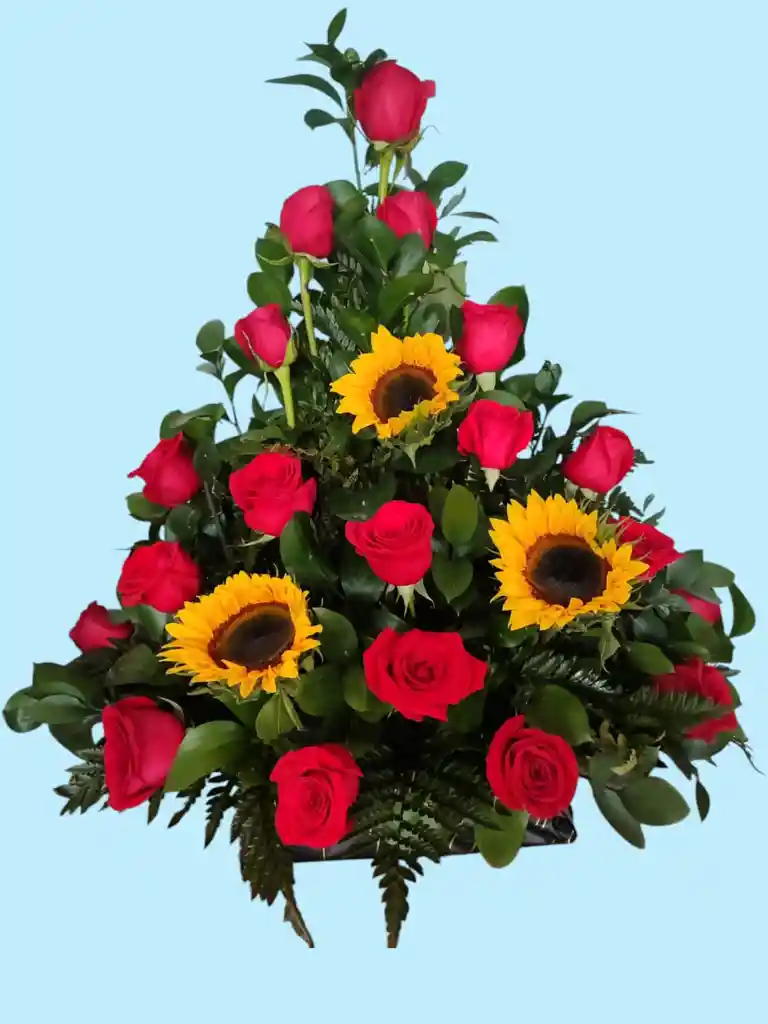 Ramo De Rosas Y Girasoles