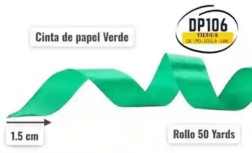 Cinta Verde De Papel 1.5 Cm Ancho X 50 Yardas