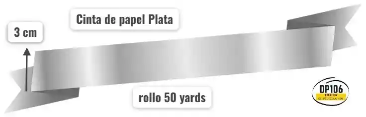 Cinta Plata De Papel 3 Cm Ancho X 50 Yardas