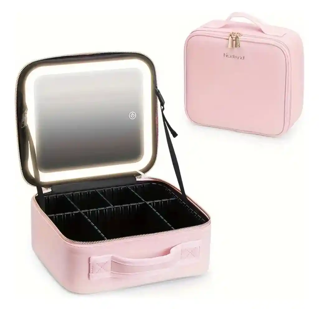 Estuche Portatil Maquillaje Luz Led Y Espejo Viaje