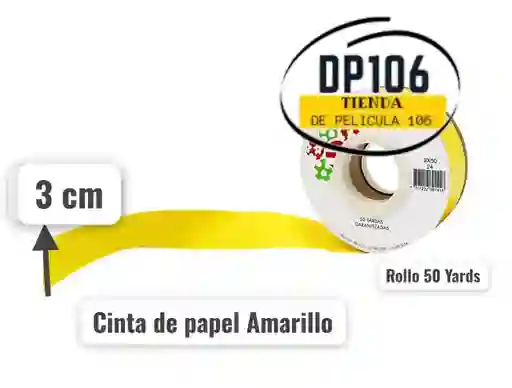 Cinta Amarillo De Papel 3 Cm Ancho X 50 Yardas