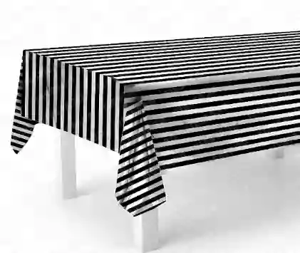 Mantel Fiesta Metalizado 183*137 A Rayas Blanco Negro
