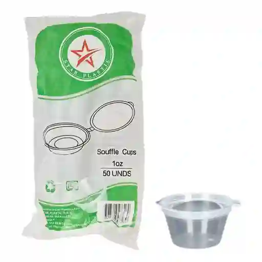 Copa Souffle 1onz Salsero Transparente Star Plastic X 50und	tapa Bisagra