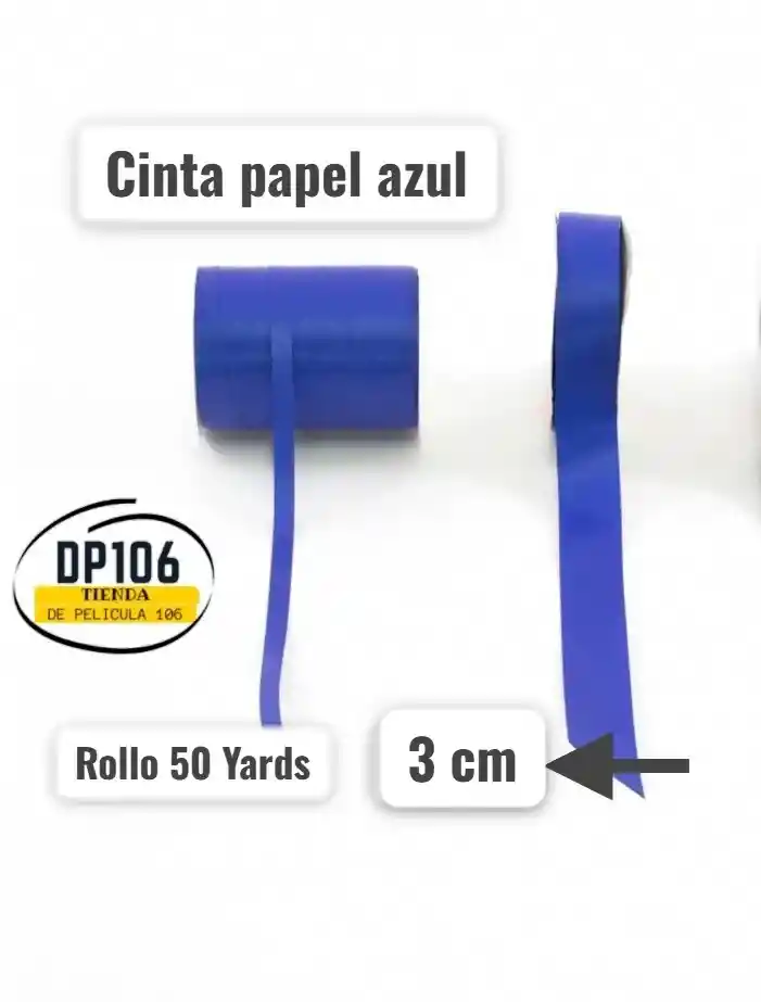 Cinta Azul De Papel 3 Cm Ancho X 50 Yardas