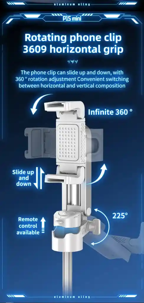 Captura Como Un Pro Con El P15 Mini: Trípode 3 En 1 Con Palo Selfie, Soporte De Celular Y Control Remoto Para Creadores Y Viajeros