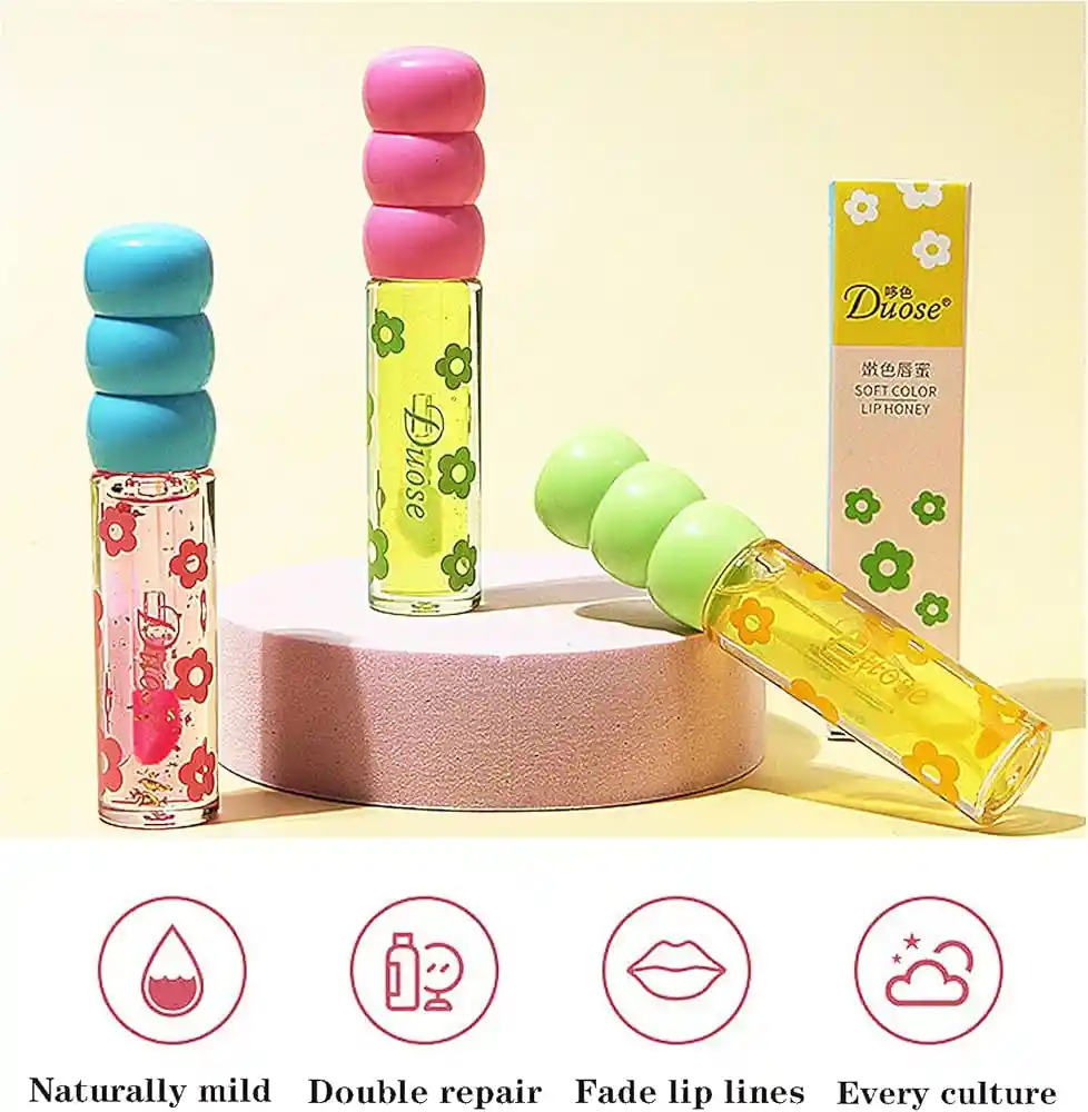 Brillo Sin Color Tipo Lip Oil Flores