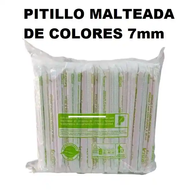 Pitillo Malteada Jumbo Con Punta 7.2mm Colores Forrados X 450und