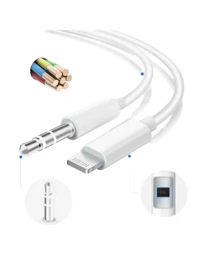 Cable Adaptador Auxiliar Jack 3.5 Compatible Con Lightning