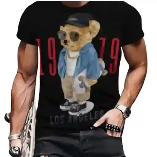 Camiseta Negra Con Oso 1979 Talla M