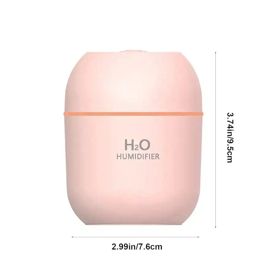 Humidificador H₂o Luz Led En Color Rosado (220ml) + 1 Esencia Hidrosoluble