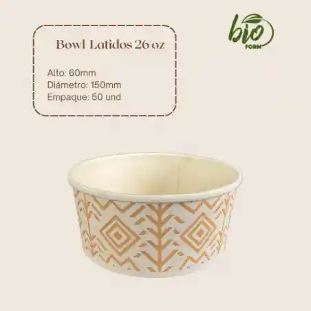 Bioform Bowl Bamboo Latido Con Tapa 26onz X 50 Und