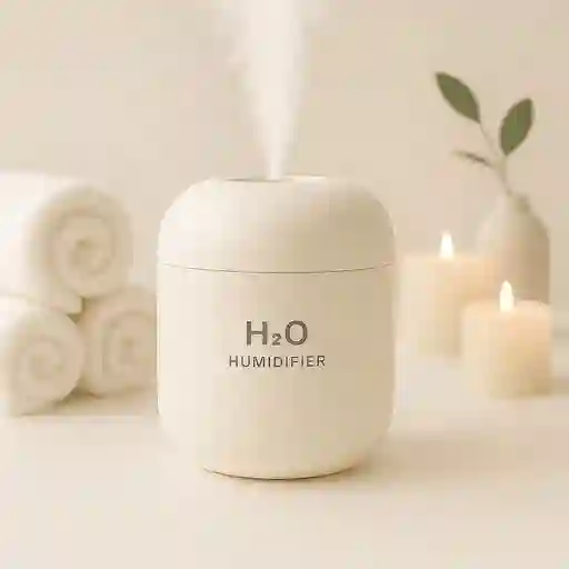 Humidificador H₂o Luz Led En Color Blanco (220ml) + 1 Esencia Hidrosoluble